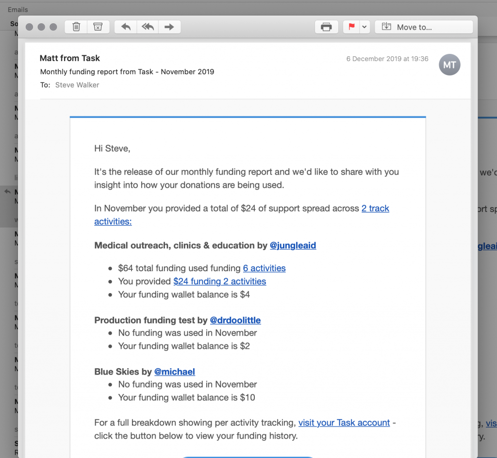 Funding reports monthly email summaries are now live